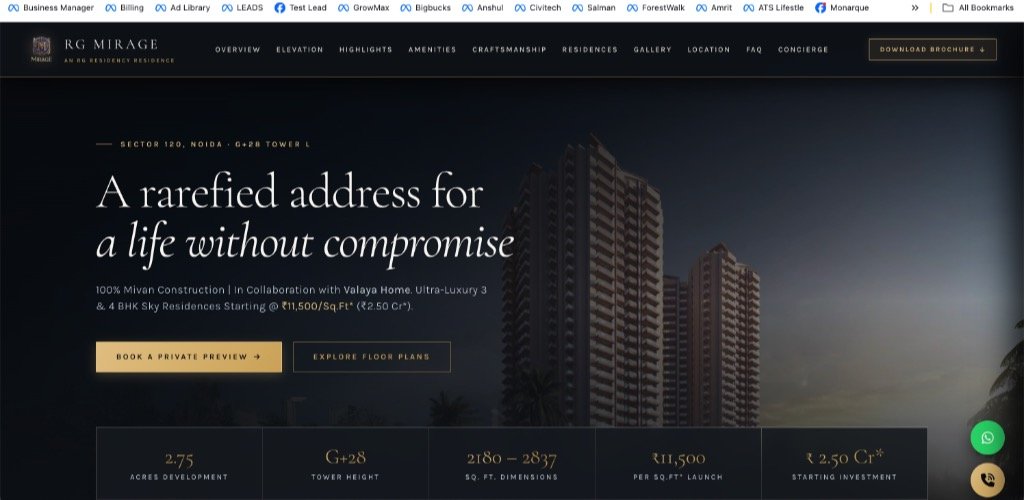RG Mirage Noida Live Landing Page - An RG Residency Residence